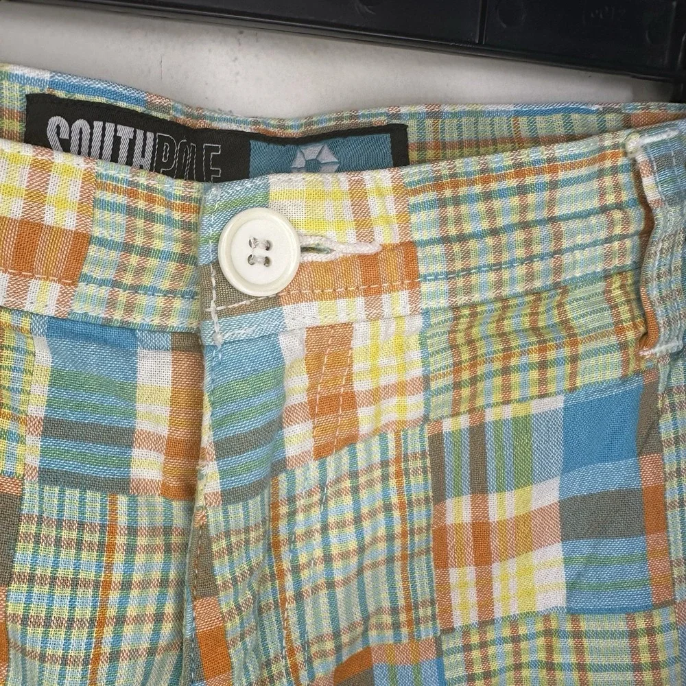 Southpole Shorts Men 36 Yellow Blue‎ Plaid Patchwork Hip Hop Y2K Skater Vintage